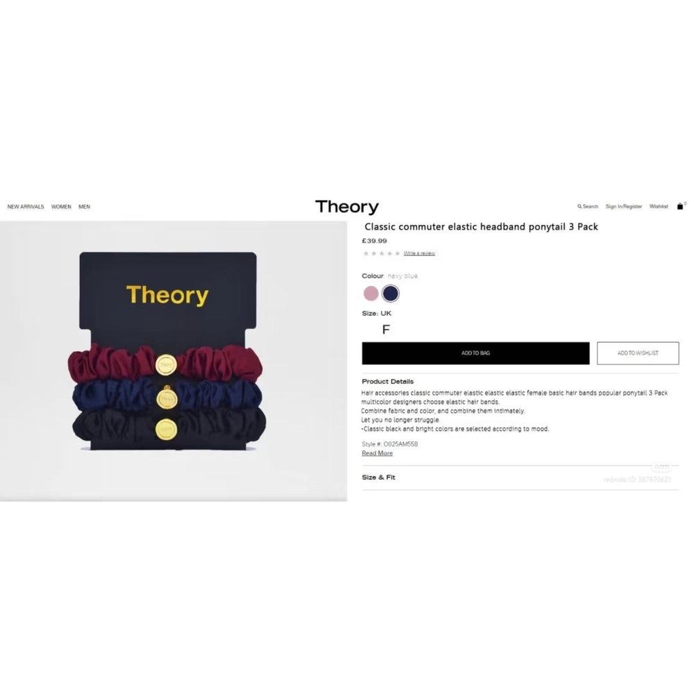 Theory Elastic Headband Ponytail 3 Pack